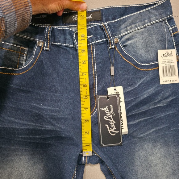 True‎ Luck Men's Stretch Straight Denim Blue Jeans Size 34x33.5 NWT - Picture 4 of 7